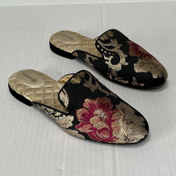Birdies Phoebe Embroidered Floral Jacquard Slipper Mules Flats in Black Size 8.5 - Picture 10 of 15